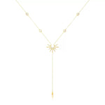 18K Gullbelagt Y-formet Halskjede med Dusker - Sommer Strand Gold