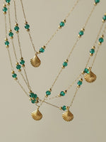 Ankelsmykke Dame 18K gullbelagt - Lett Luksus Skjell Grønn Perle Design