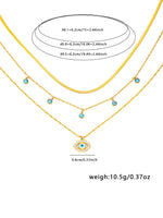 18K Gullbelagt Flerlagskjede med Øye og Diamanter - Trendy Design