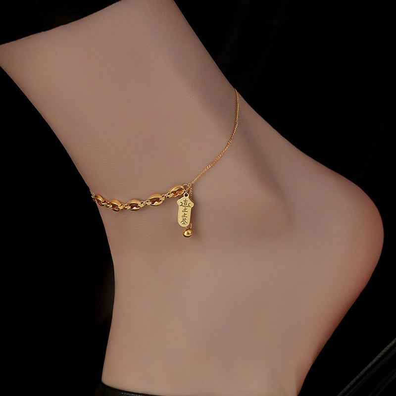 Ankelsmykke Dame 18K gullbelagt - Titanstål Anheng Design