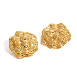 Øredobber Dame 18K Gullbelagt - Blomstformet med Tekstur Design A Pair