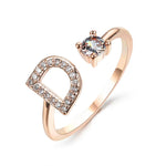 Justerbar 26 Bokstav ring for kvinner Rosa gull D
