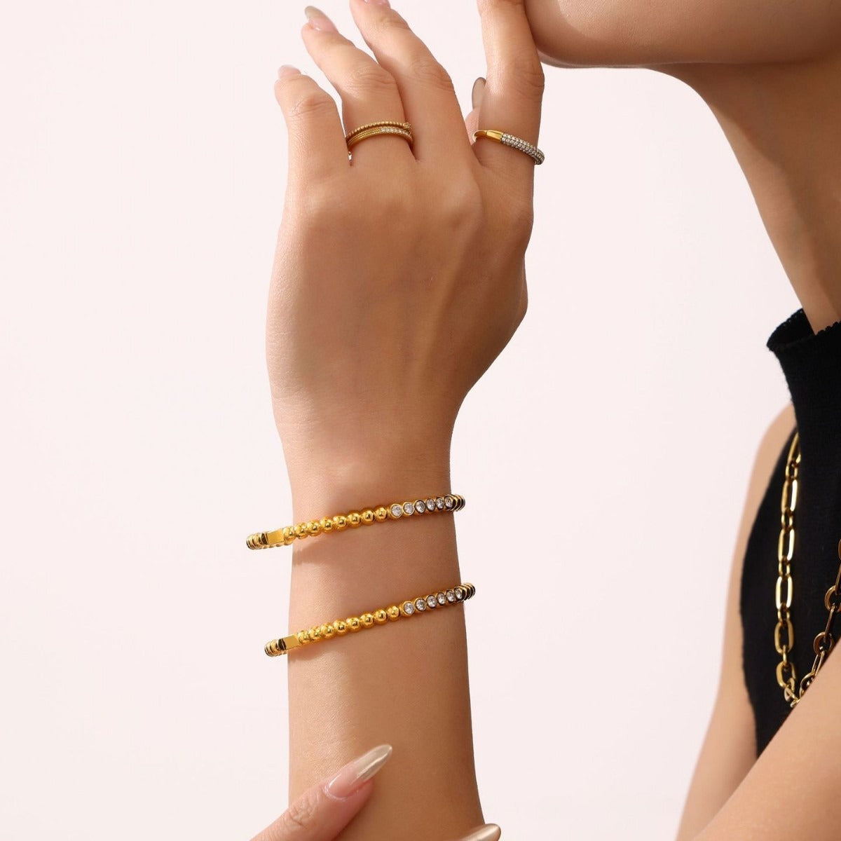 Armbånd Dame 18K Gullbelagt - Innlagt Edelsten Design Høyverdig