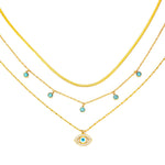 18K Gullbelagt Flerlagskjede med Øye og Diamanter - Trendy Design Only