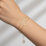 Armbånd Dame - Dobbel Kjede Hjerte Tilpasset Navn Design