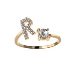 Justerbar 26 Bokstav ring for kvinner Gull R