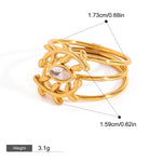 Ringsett Dame 18K Gullbelagt - Geometrisk Design med Zirkon Justerbar Style H-16