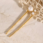 Hårsmykke Dame 18K Gullbelagt - U-formet Innlagt Perle Design Høyverdig