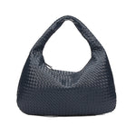 Vevd ensfarget skulderveske for damer mørk kul