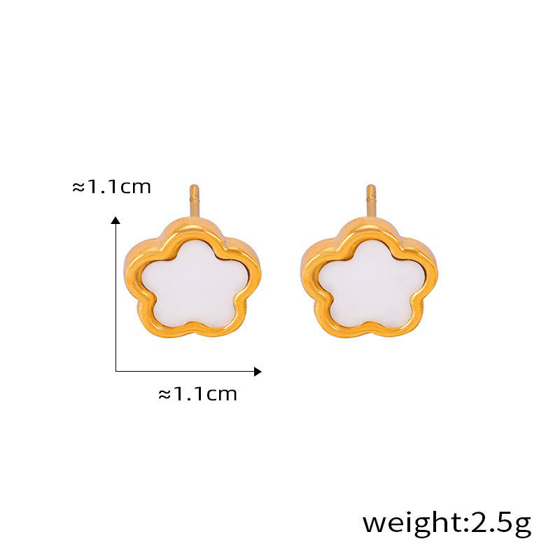 Smykkesett Dame 18K gullbelagt - Blomst Edelsten Øredobber Armbånd Halskjede White