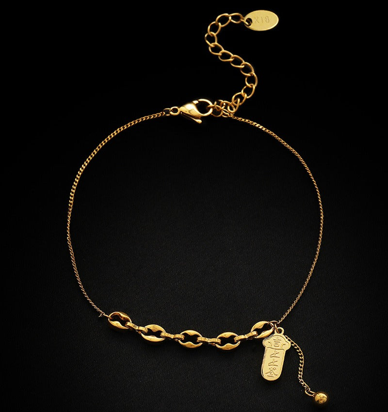 Ankelsmykke Dame 18K gullbelagt - Titanstål Anheng Design