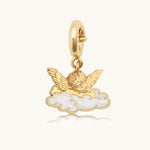 18K Gull Halskjede med Zirkonia Anheng - Elegant Smykke Sleeping Cupid Pendant
