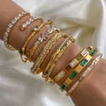 Smykkesett Dame 18K Gullbelagt - Geometrisk Edelsten Armbånd Hårtilbehør