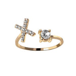 Justerbar 26 Bokstav ring for kvinner Gull X