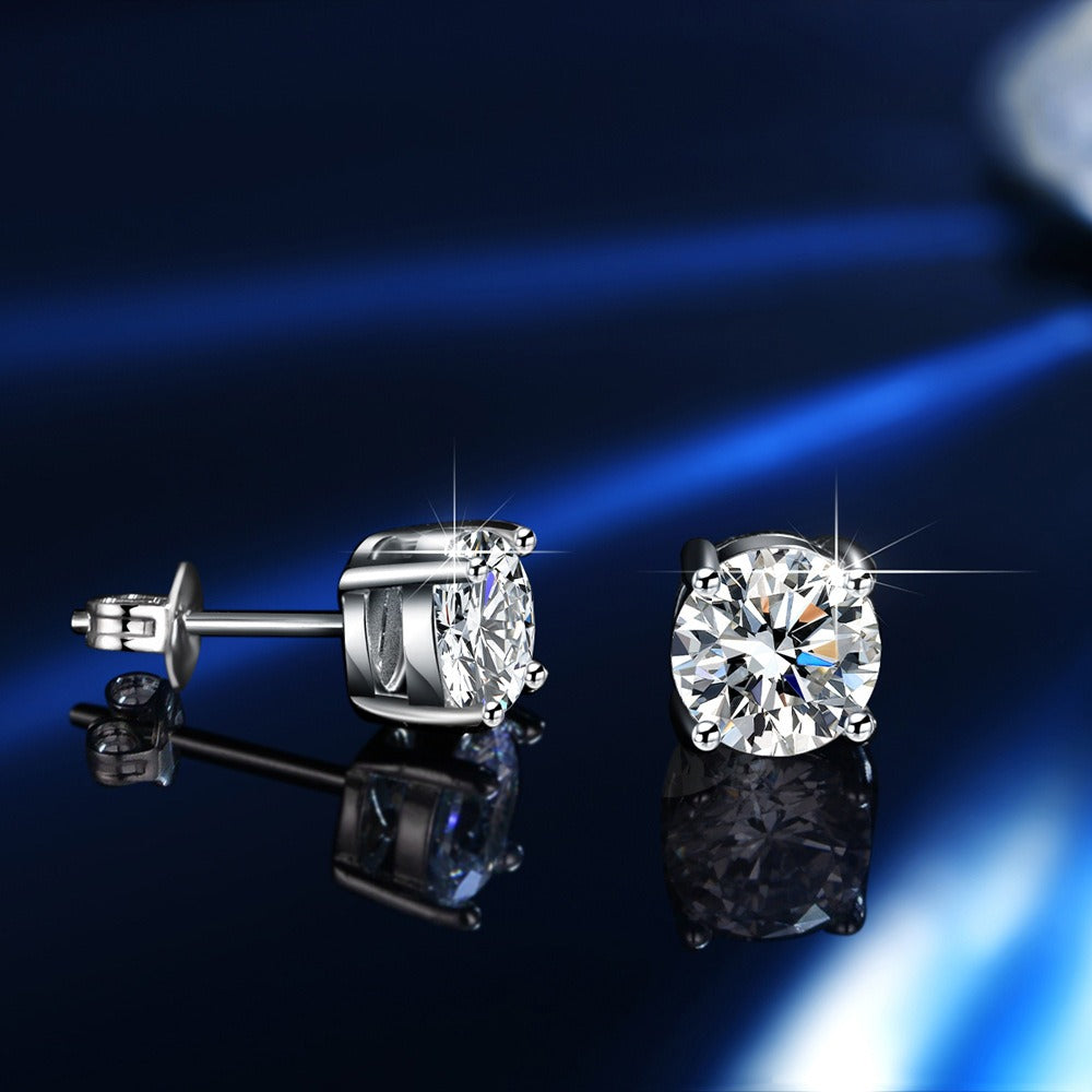 Øredobber Dame 925 Stølv - Fire-klo Moissanite Stud