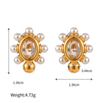 Øredobber Dame 18K Gull - Geometrisk Perle Design Høyverdig Style D-07