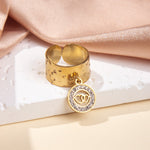 Gullbelagt Ring 18K med Anheng - Titanstål Design Ring L Adjustable