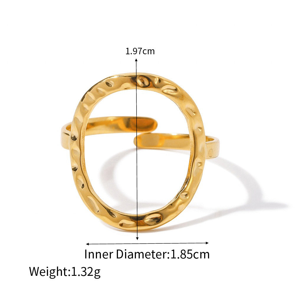 Smykkesett Dame 18K gullbelagt - Hjerte og Geometrisk Design Halskjede Øredobber Ring Style F-Ring-06