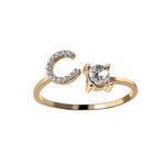 Justerbar 26 Bokstav ring for kvinner Gull C