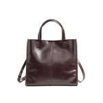 Tote Bag Dame Ekte Skinn - Vegetabilsk Garvet Lær Stor Kapasitet Wine Brown (Top-Grade Vegetable-Tanned Cowhide)