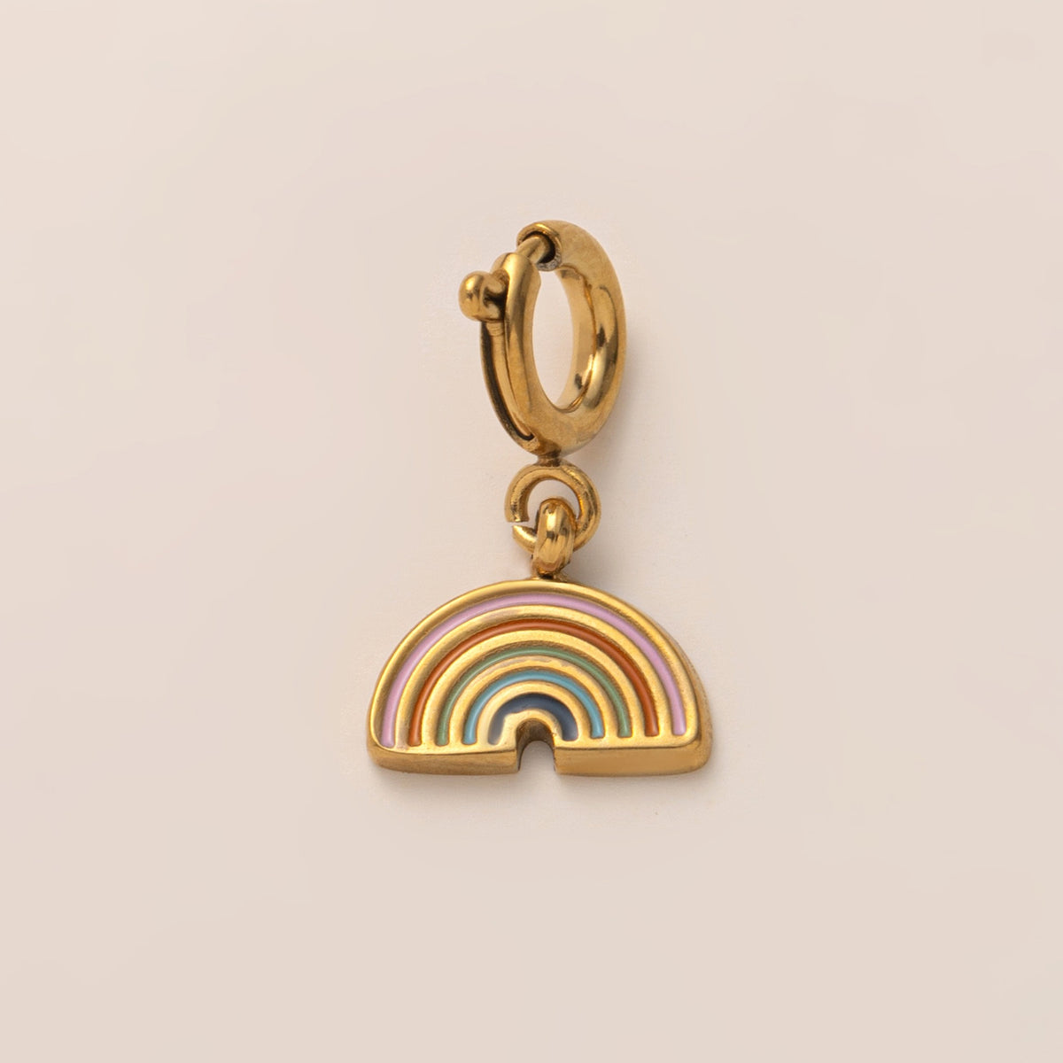 18K Gull Halskjede med Zirkonia Anheng - Elegant Smykke Rainbow Pendant