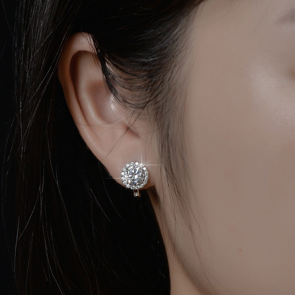 Øredobber Dame 925 Stølv - Moissanite D-farge Hoop Design