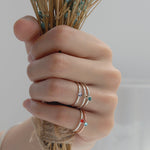 Sølvring Dame S925 Fødselsstein - Minimalistisk Design Håndlaget