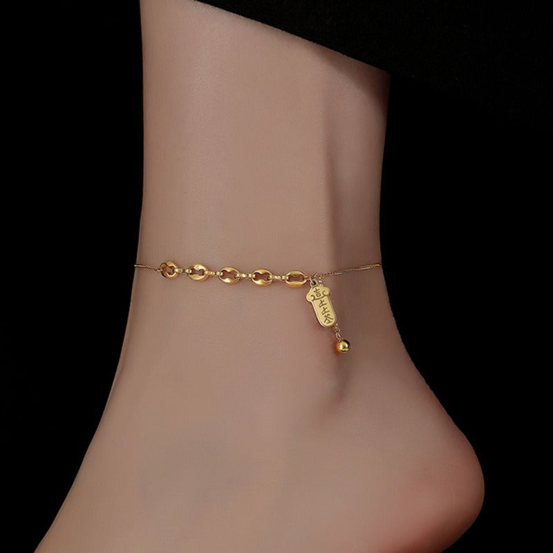 Ankelsmykke Dame 18K gullbelagt - Titanstål Anheng Design Only