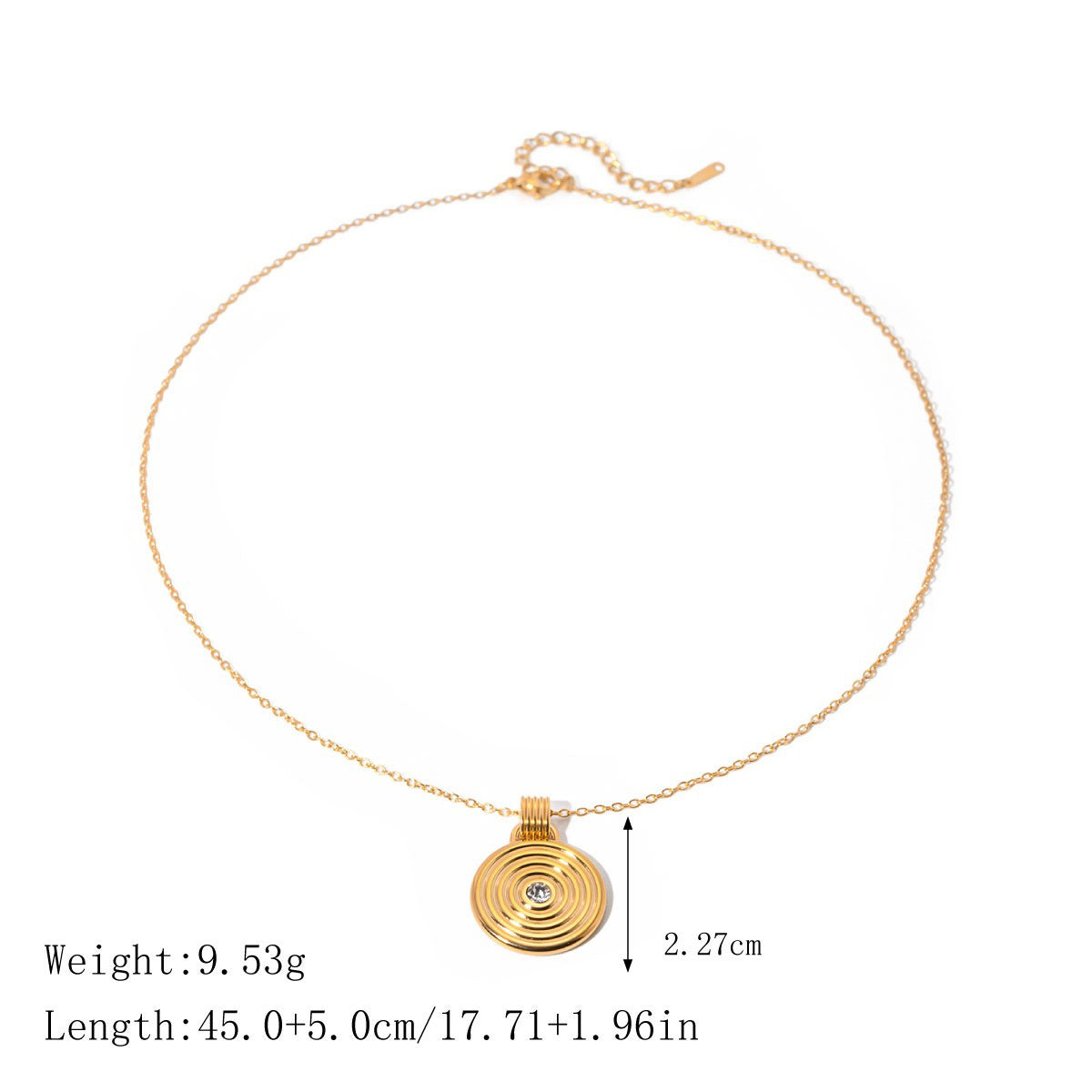 Smykkesett Dame 18K gullbelagt - Rund med Tekstur Design Halskjede Øredobber Ring Necklace