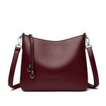Crossbody Veske Dame Ekte Skinn - Allsidig Skulderveske Burgundy