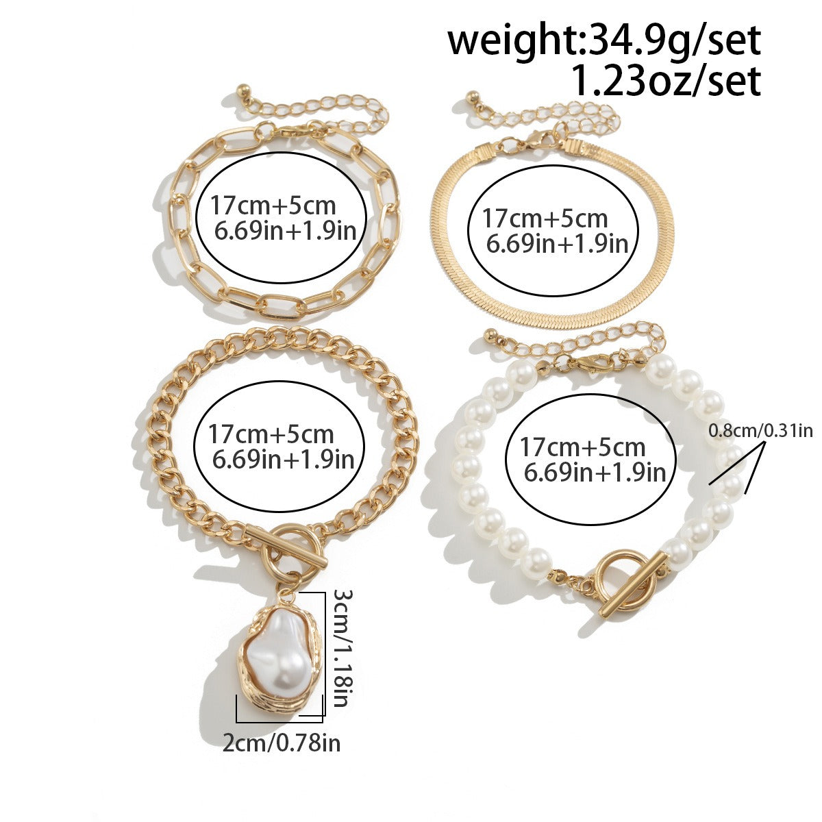 Armbånd Dame 18K Gullbelagt - Imitasjonsperle Stabling Design