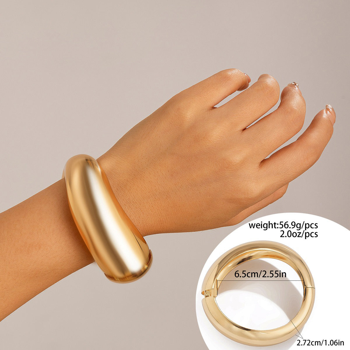 Armbånd Dame 18K Gullbelagt - Geometrisk Bred Tekstur Design Edel Lett Luksus Style F-31