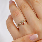 Personalisert Navnering Dame Fødselsstein S925 - Åpen Ring Tilpasset