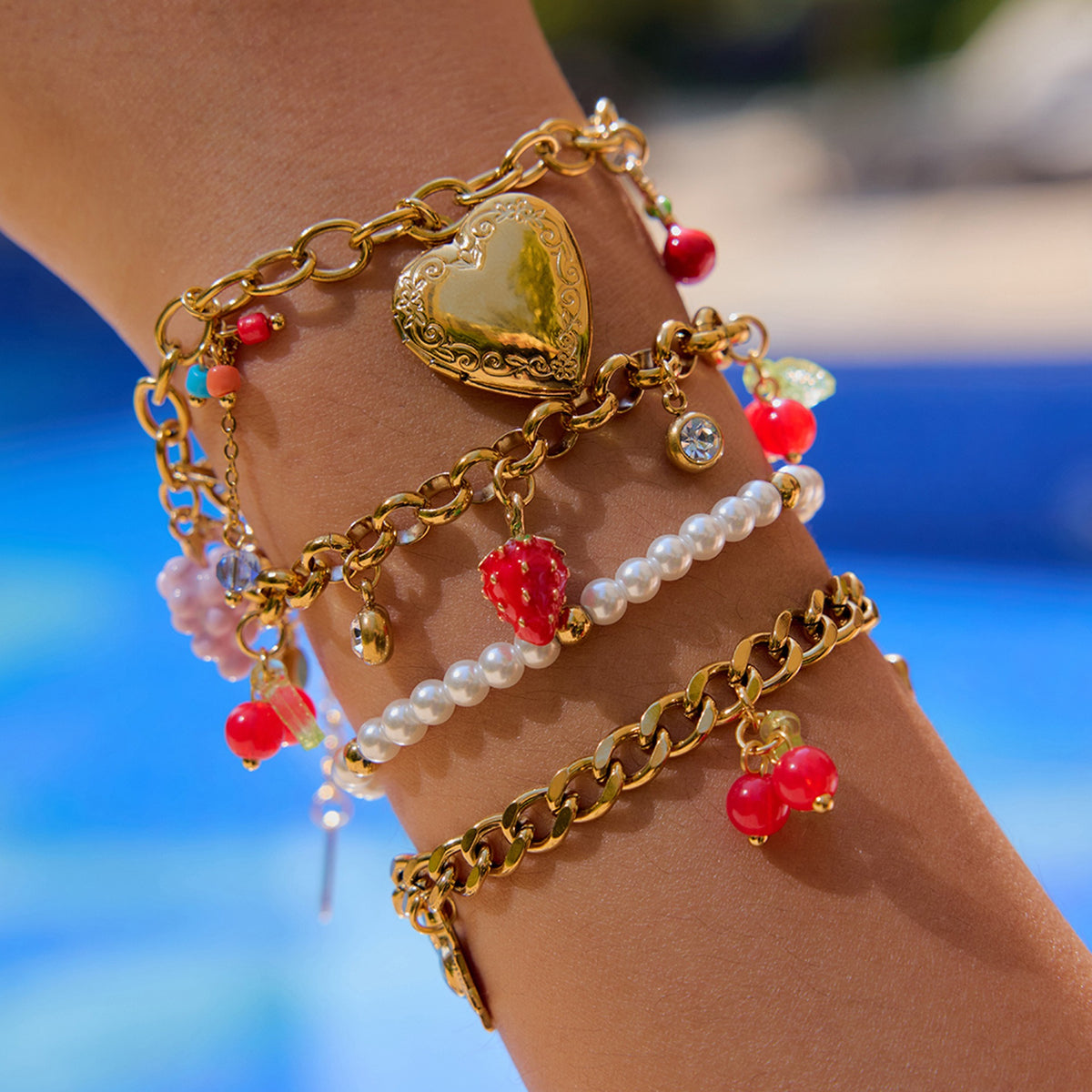 Armbånd Dame 18K Gullbelagt - Luksus Stabling Perle Design