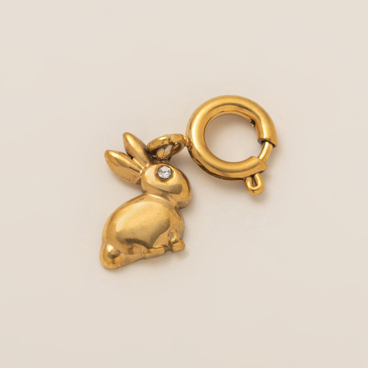 18K Gull Halskjede med Zirkonia Anheng - Elegant Smykke Rabbit Pendant