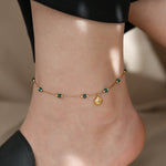 Ankelsmykke Dame 18K gullbelagt - Lett Luksus Skjell Grønn Perle Design