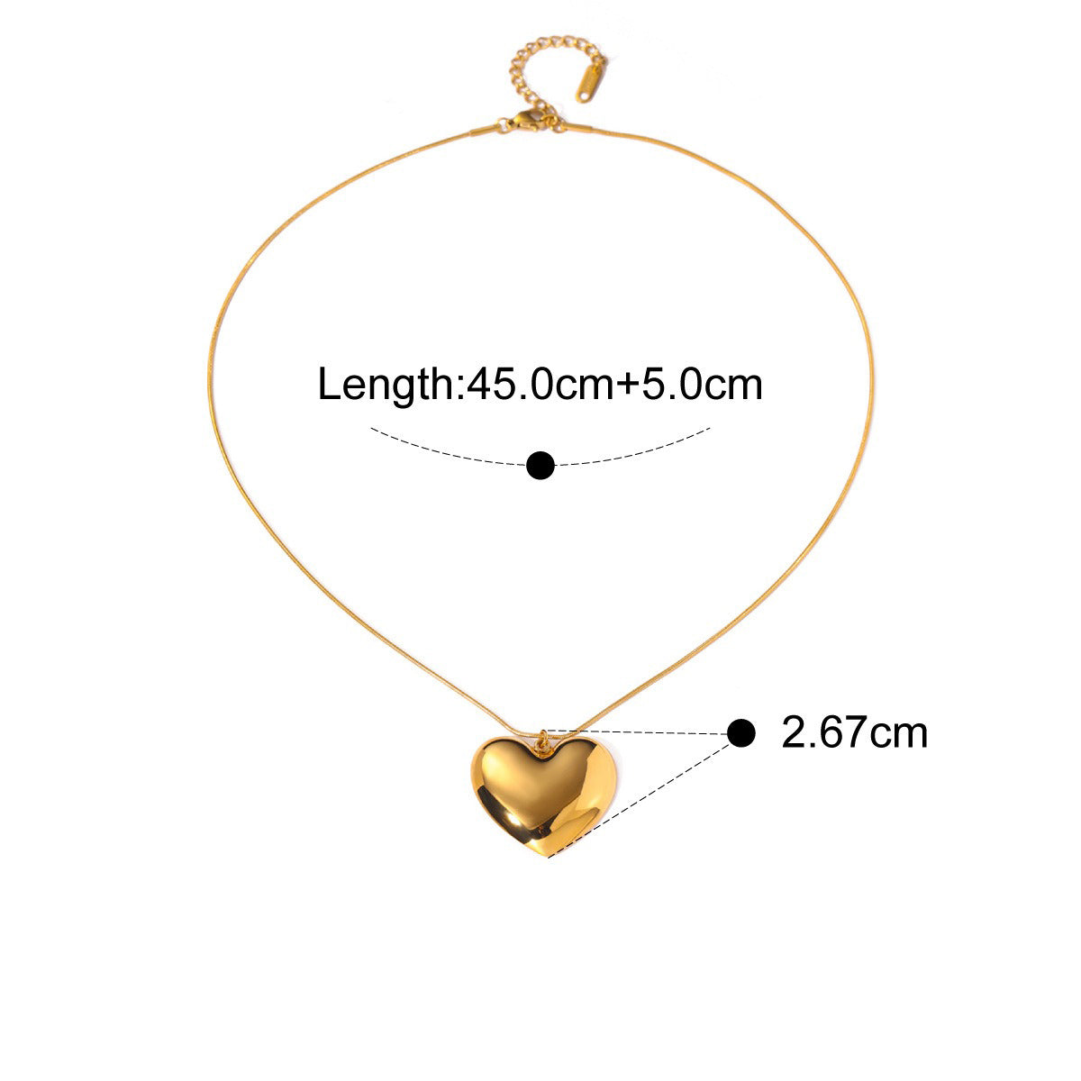Halskjede Dame 18K gullbelagt - Edel og Elegant Hjerte Anheng