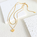 Halskjede Dame 18K gullbelagt- LOVE YOU Hjerte med Blade Chain Design