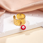 Gullbelagt Ring 18K med Anheng - Titanstål Design Ring G Adjustable