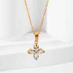 Smykkesett Dame 18K gullbelagt - Firkløver med Edelstener Halskjede Armbånd Øredobber Ring Necklace