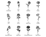 Personalisert Navnehalskjede med Fødselsmånedblomst i S925 Sølv