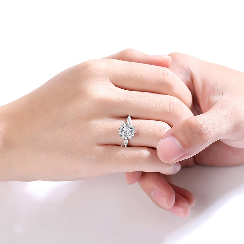 Moissanite Solsikke Ring Dame S925 Sølv | Blomst Lett Luksus