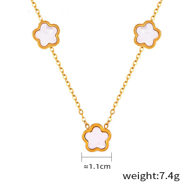 Smykkesett Dame 18K gullbelagt - Blomst Edelsten Øredobber Armbånd Halskjede