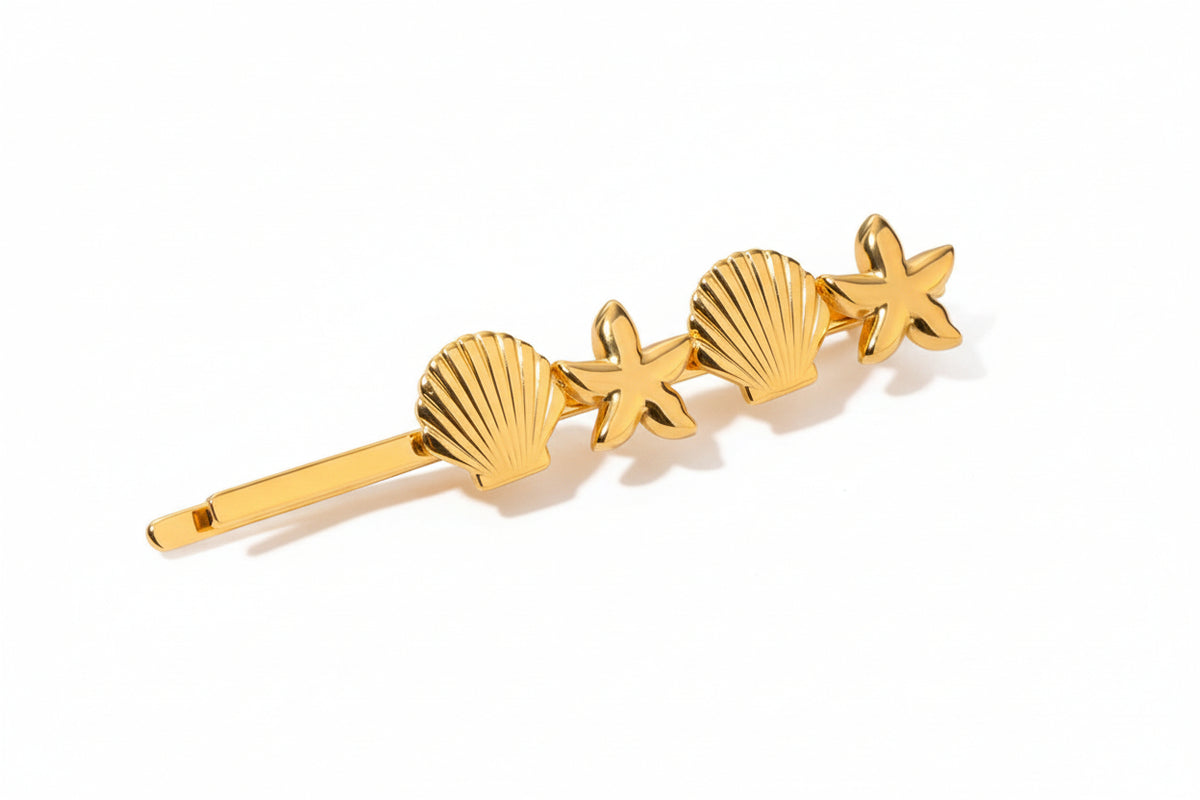 Hårsmykke Dame 18K Gullbelagt - Naturlige Marine Elementer Design Høyverdig Style K-09