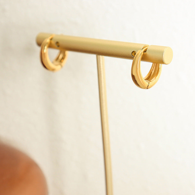 Øredobber Dame 18K gullbelagt - Enkel Hul Ring Design Allsidig