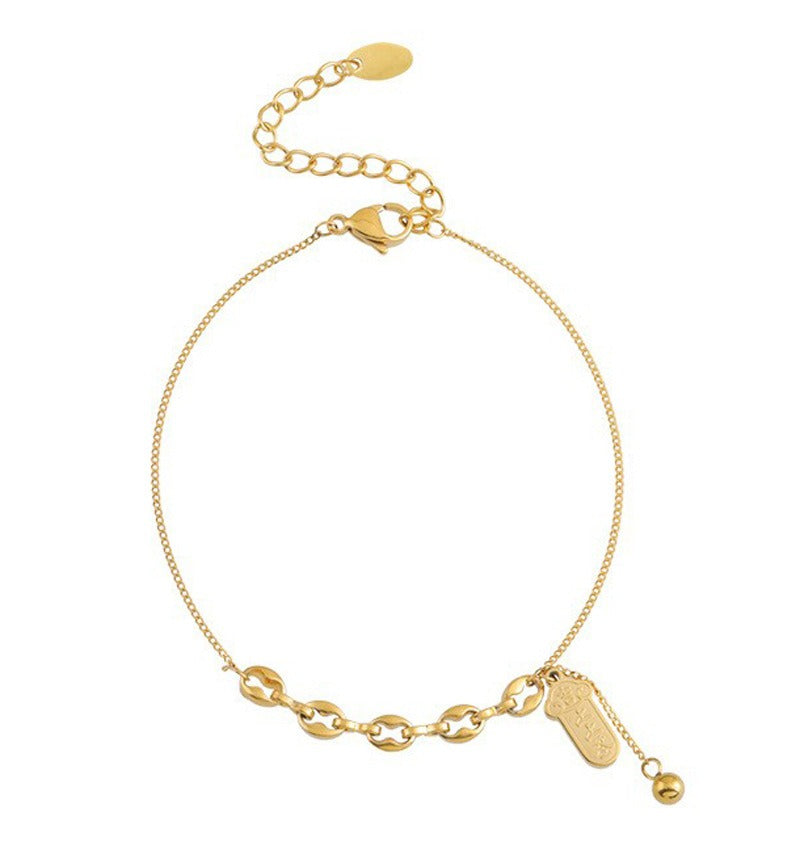 Ankelsmykke Dame 18K gullbelagt - Titanstål Anheng Design