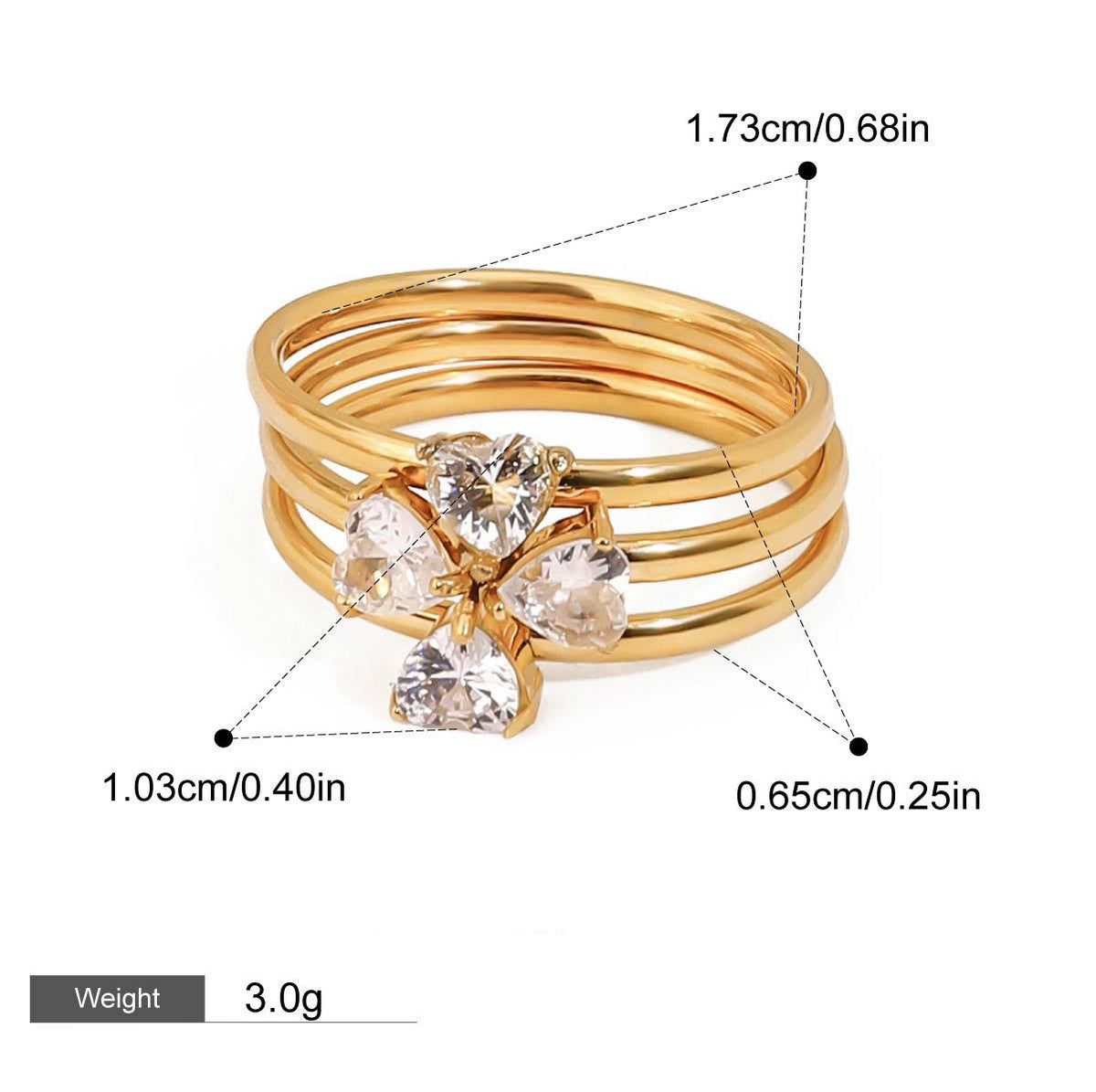 Ringsett Dame 18K Gullbelagt - Geometrisk Design med Zirkon Justerbar Style A-23