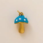 18K Gullbelagt Halskjede med Vakuumbelegg - Minimalistisk Anheng Blue mushroom pendant