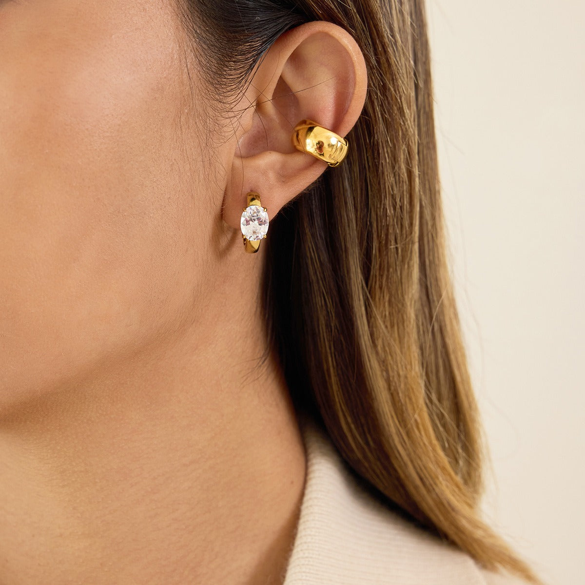 Gullbelagt Ring 18K med Anheng - Titanstål Design