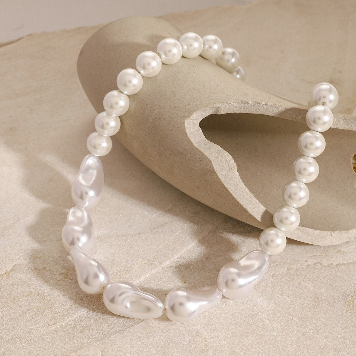 Halskjede Dame 18K gullbelagt- Perle Beaded Design Trendy